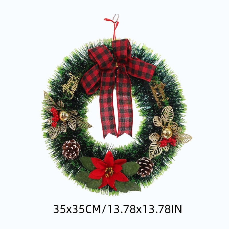 Christmas Wreath for Front Door Indoor Outdoor Decor - Farmhouse Holiday Garlands - 008 Variation