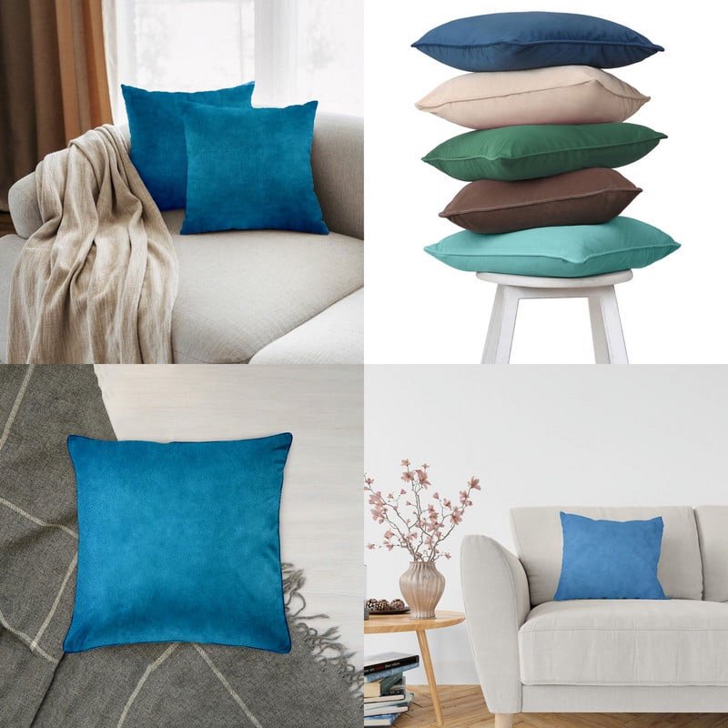 Hypoallergenic Velvet Throw Pillow 18x18 in Navy Blue - Square Decorative Cushion