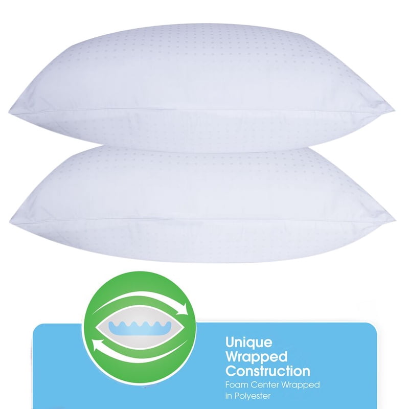 (2 Pack) Serta Pedic Wont Go Flat King Pillow - Supportive Sleep Pillow for Back & Side Sleep