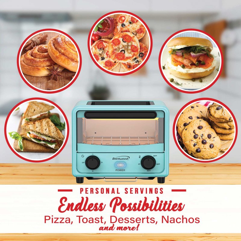 500-Watt Stainless Steel Mini Toaster Oven - Blue, 101 Oz. (3 L)