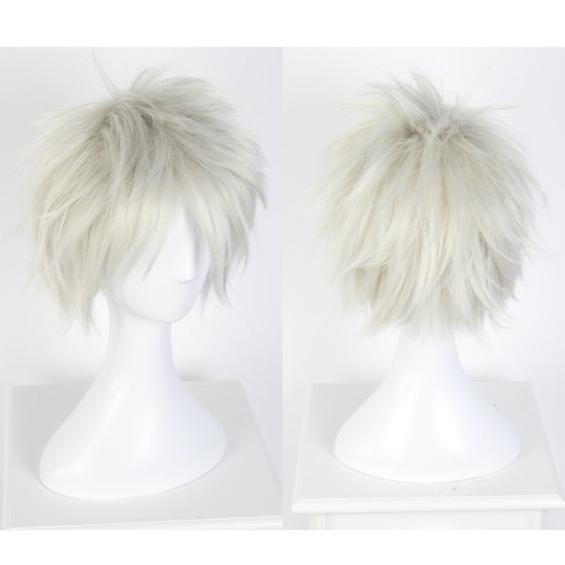 12" Light Grey Curly Human Hair Wig with Adjustable Cap