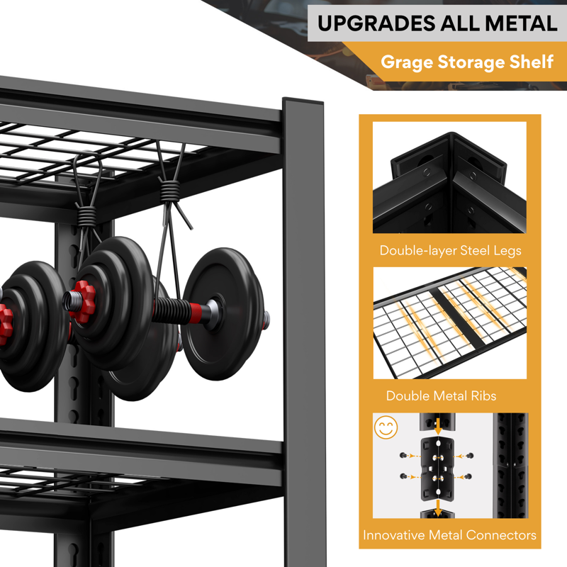 Heavy Duty Metal Storage Shelves 48W x 18D x 72H Garage Shelving Units - 2 Pack