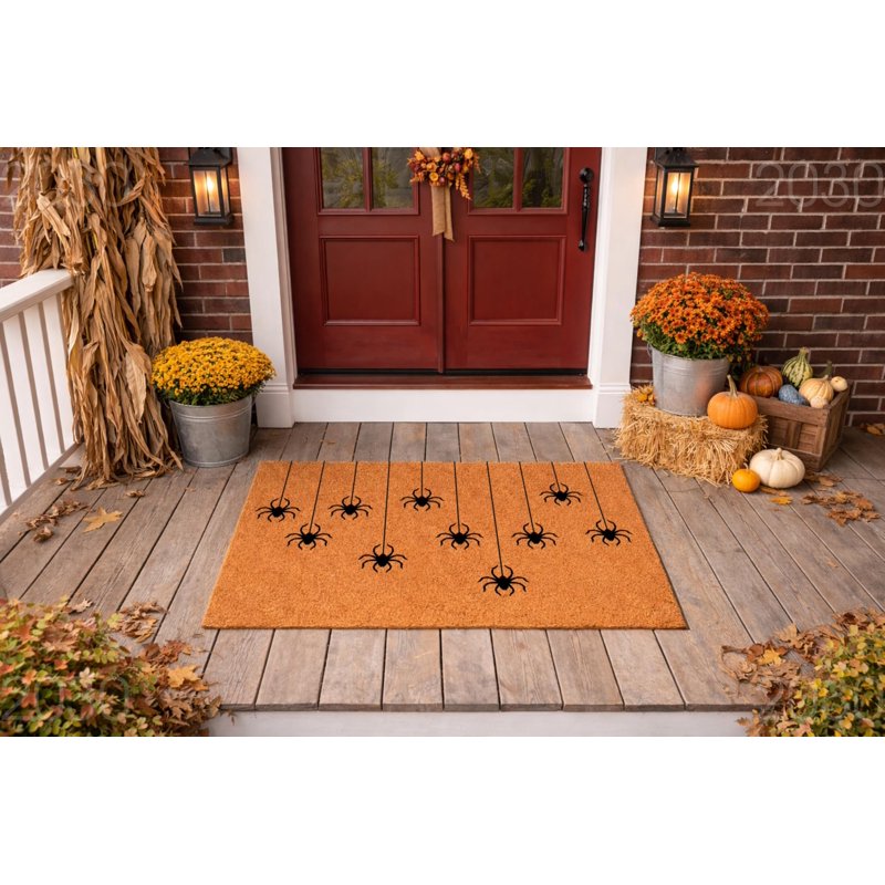 36x60 Halloween Spider Doormat - Funny Welcome Mat for Front Porch - Autumn Decor