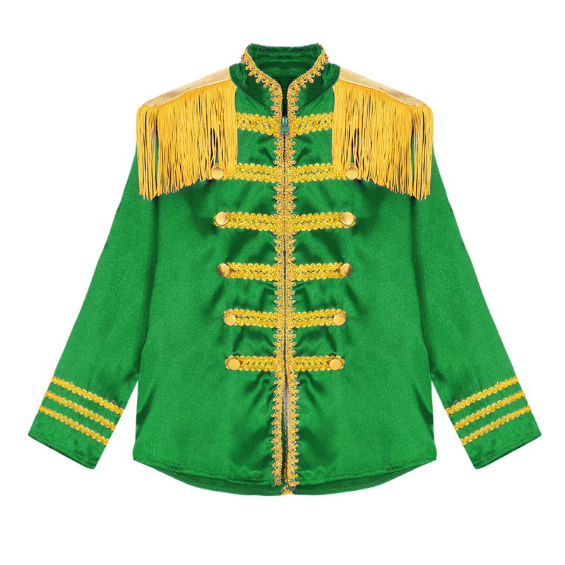 Kids Boys 1960s British Rock Band Zipper Jacket - Green, Size 14