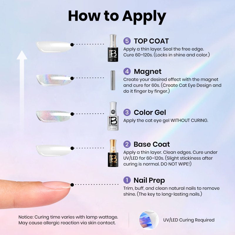 Iridescent Cloud Mirror Cat Eye Gel Nail Polish - 0.51 fl oz