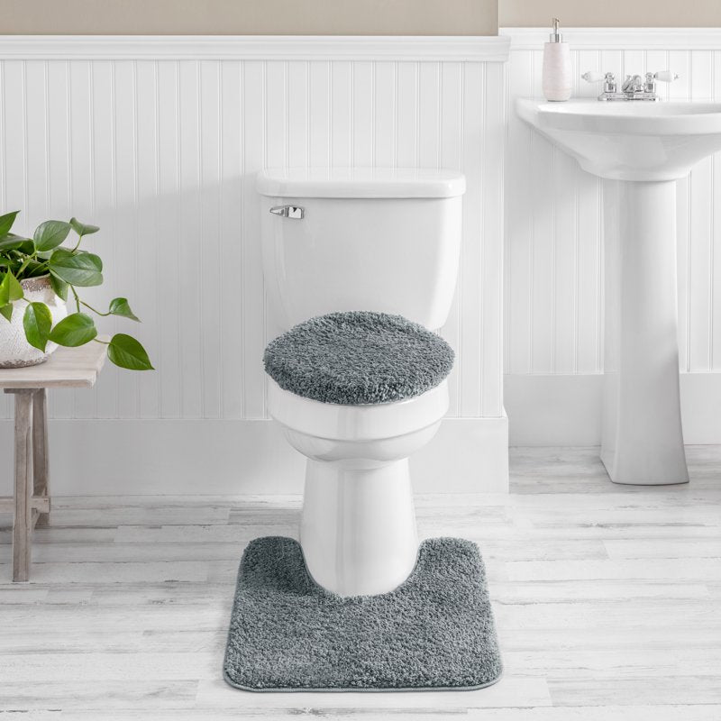 Mainstays Polyester Contour Bath Rug - Grey, 20 x 22 Inches, Non-Slip
