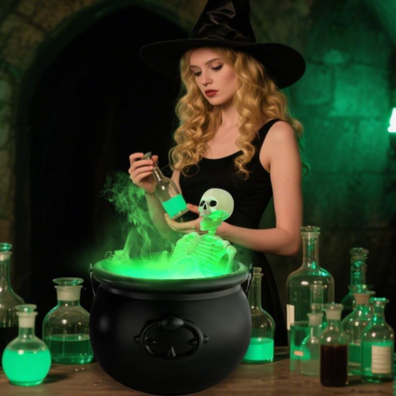 Indoor Halloween Decor Set with Floating Potion Cauldron & Mist Maker