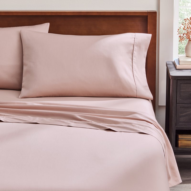 King Cotton Sateen Bed Sheet Set - 300 Thread Count Antique Blush