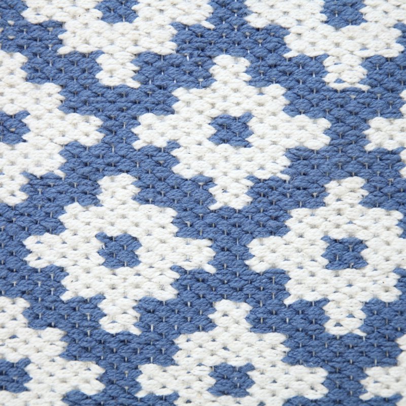 Navy Blue Woven Geometric Throw Pillow - 20-Inch Square, Home Decor Accent