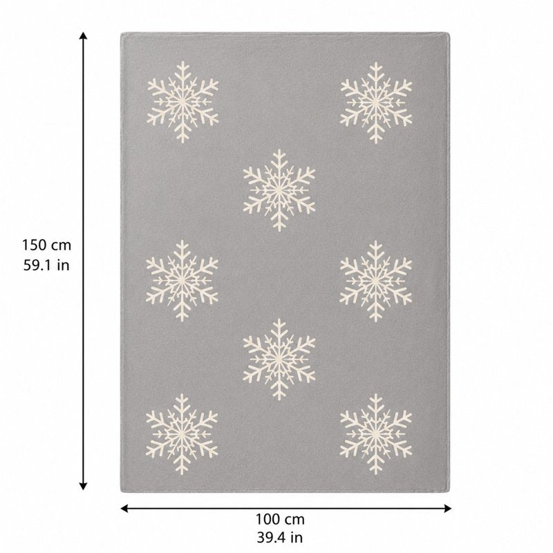 Snowflake Christmas Flannel Throw Blanket - Soft Polyester Decorative Holiday Blanket 59x39in - Seasonal Home Decor