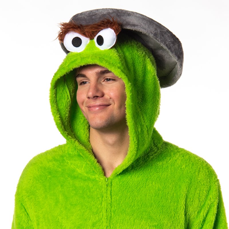 Green Sesame Street Adult Pajama Union Suit with Hood - 2X/3X
