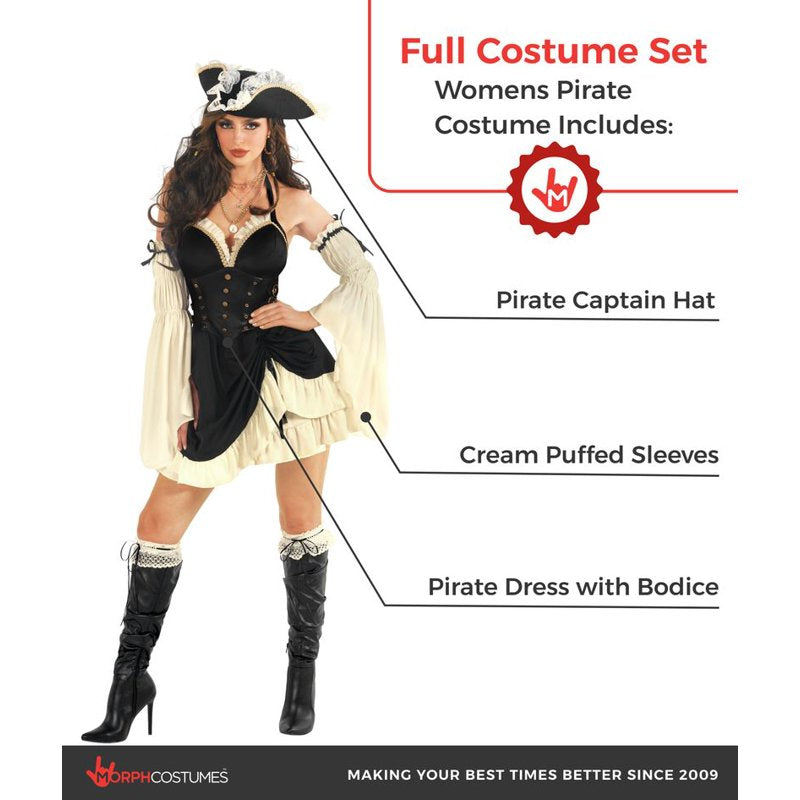 XS Pirate Costume Women - Adult Pirate Dress Halloween Fancy Dress