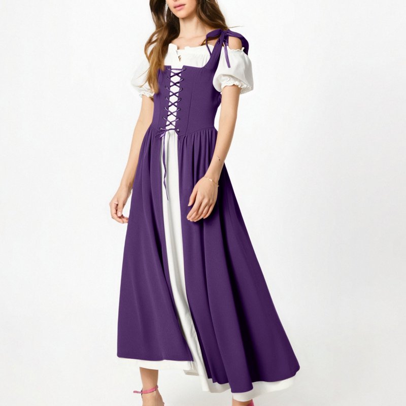 Medieval Renaissance Dress Women Vintage Costume AA Purple M