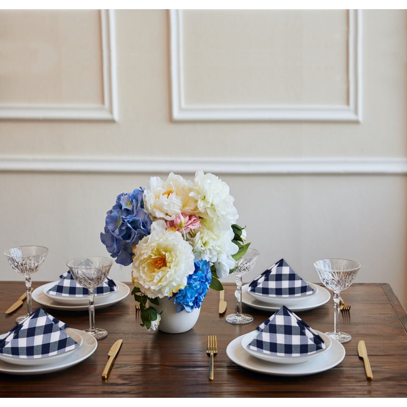 Buffalo Check Dinner Table Napkins - Navy - Set of 4