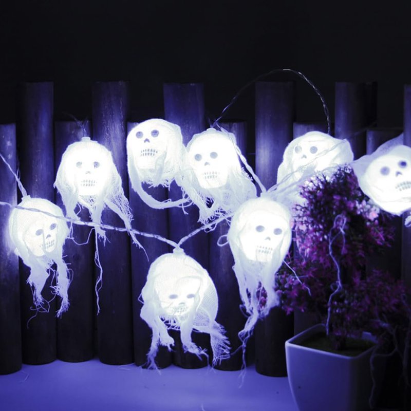 Halloween LED Skull String Lights 10 Modes Indoor Outdoor Decor 10 Ft