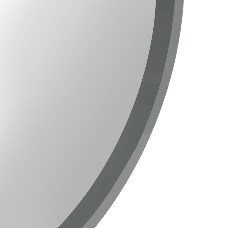 Round Wood Wall Mirror 21.6 Inch Diameter Gray Modern Home Decor