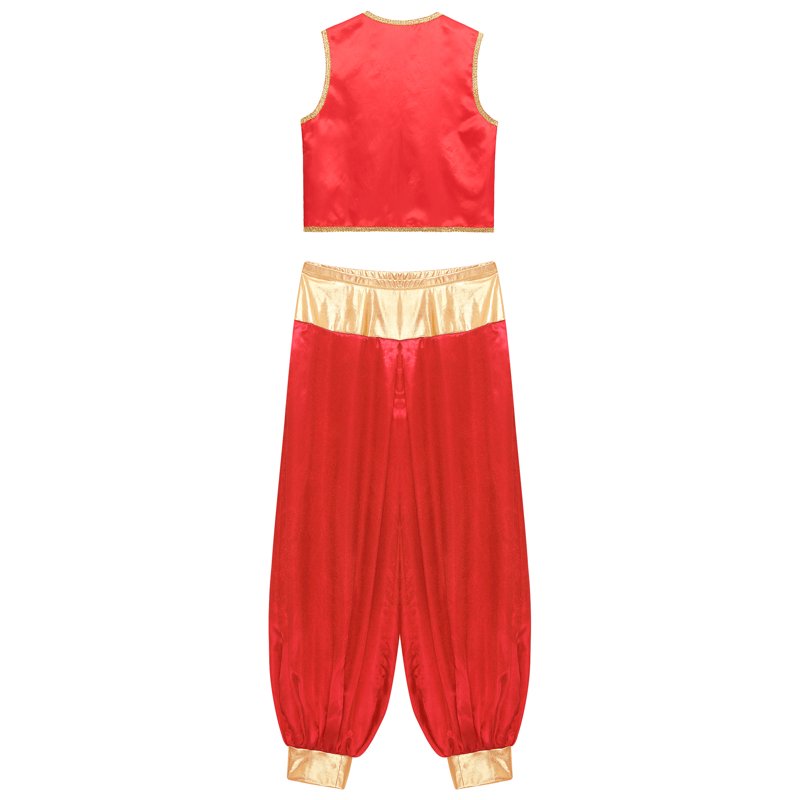 Men's Arabian Prince Costume Set - Burgundy Vest & Pants, Size M