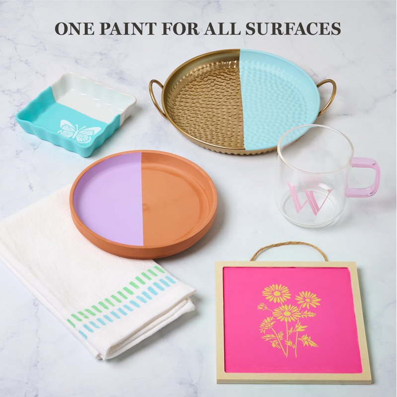 Multi-Surface Acrylic Craft Paint Set - 12 Colors, Satin Finish, 2 fl oz Each - Color Essentials