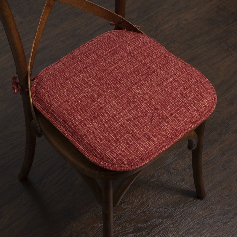 Memory Foam Non-Slip Chair Cushion Pad with Ties - 6-Pack Burgundy Multi