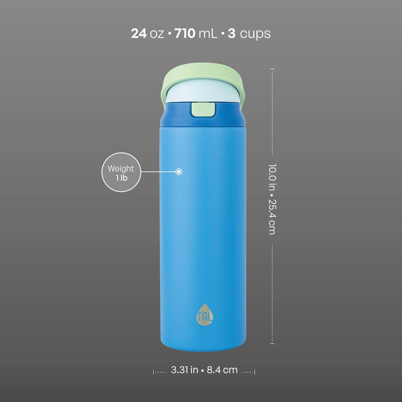 24oz Stainless Steel 2-in-1 Water Bottle with Straw & Chug Lid - Blue