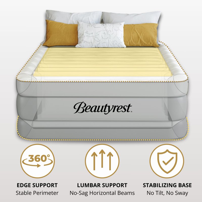 Twin Size Luxury Air Mattress with Auto Shut-Off Pump & Cooling Top - Raised 20 in. Luxaire