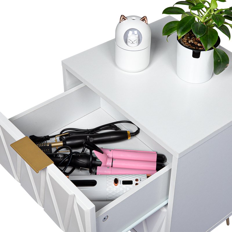 Modern 2-Drawer Nightstand - Minimalist End Table for Small Spaces