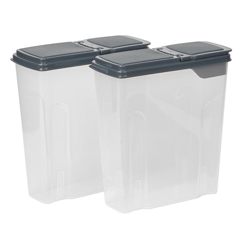 2-Pack Plastic Cereal Keeper Storage Containers - Dark Gray Lid