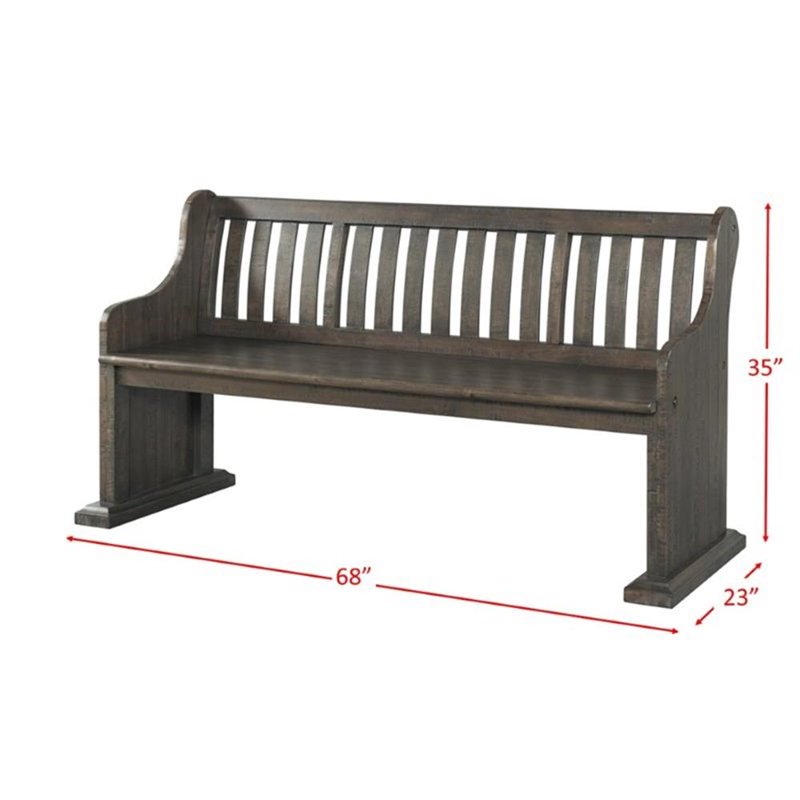 Stanford Pew Bench - Dark Ash Finish with Lath Back Design