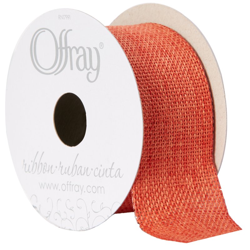 (3 Pack) Burlap Woven Ribbon - Torrid Orange 1.5 Inch Wide, 9 Feet Craft Trim