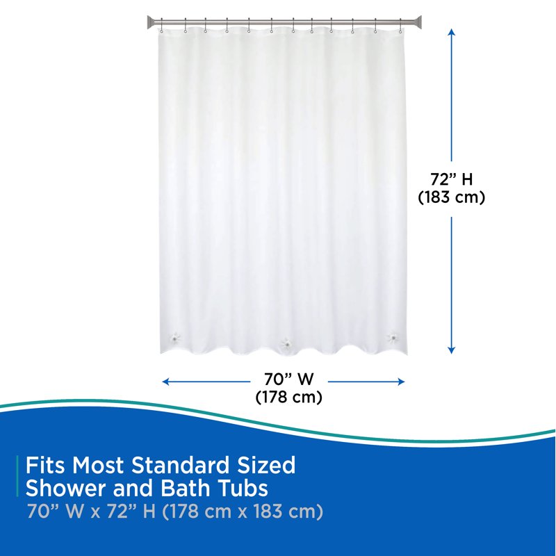 Heavyweight Eco-Friendly PEVA Shower Curtain Liner with Rust-Resistant Grommets - White, 70x72 Inches