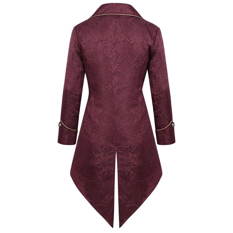 Men's Halloween Mid Long Tailcoat Costume Jacket - Red, M - Victorian Style
