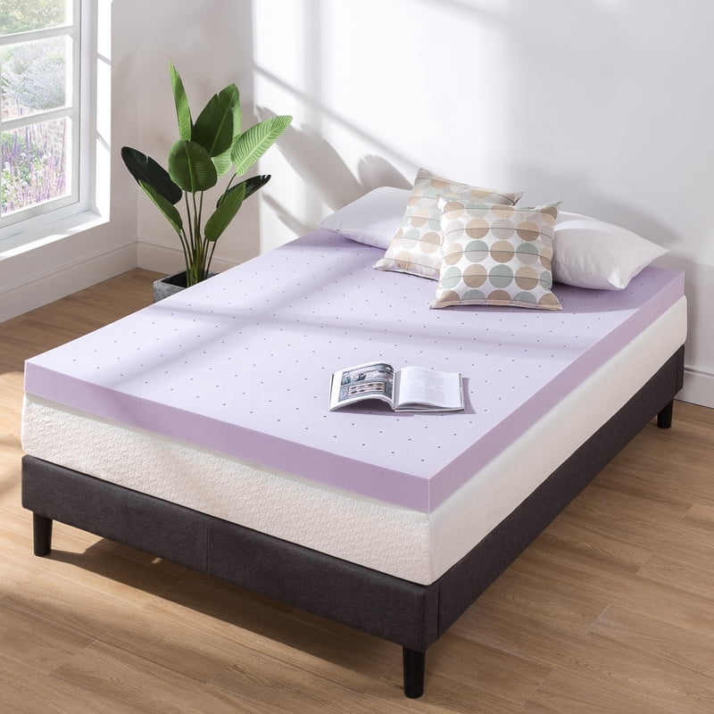 Memory Foam Mattress Topper Twin 4-Inch Ventilated Lavender Infused