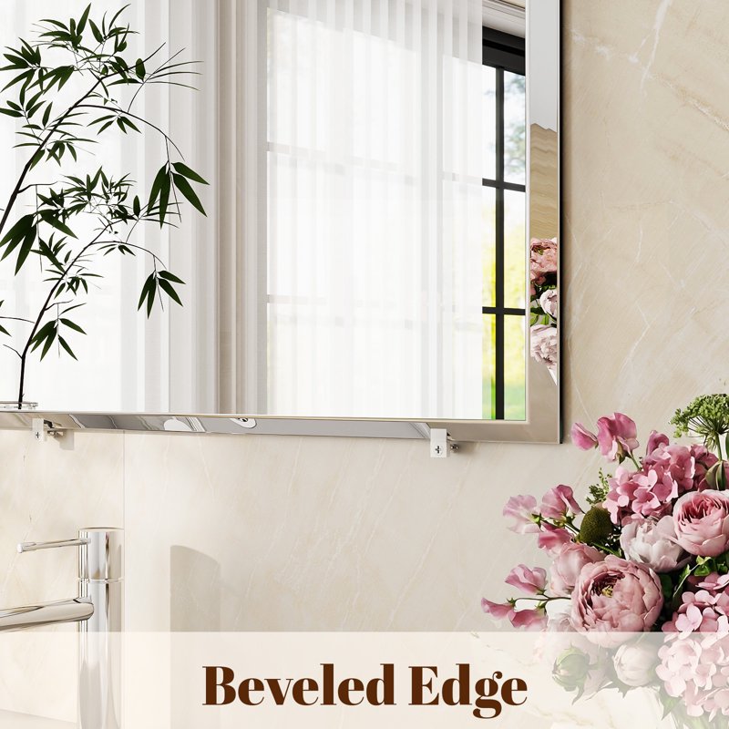 Easy4Home Frameless Rectangular Bathroom Mirror 36x48 Beveled Edge Wall Mirror - Variation of THIS listing