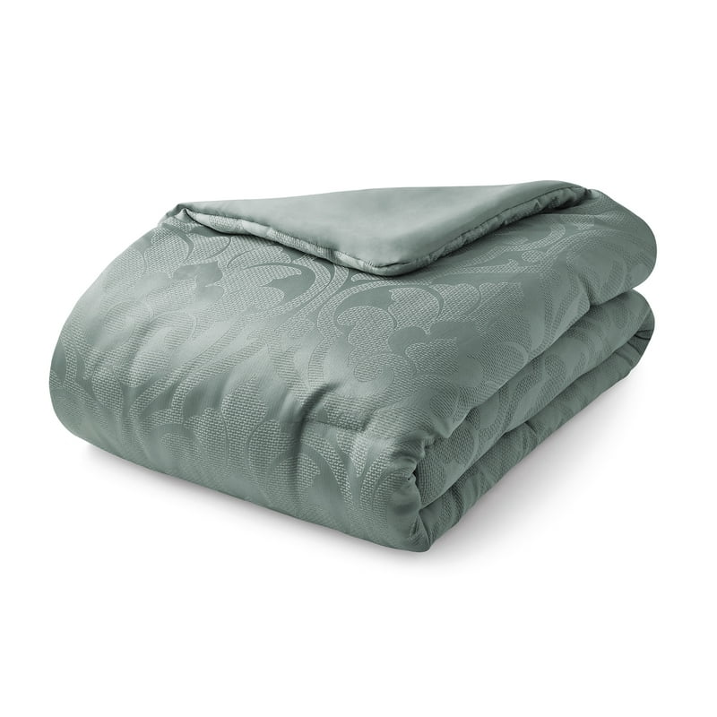 Full/Queen Sage Jacquard Comforter Set - 5 Piece Bed Bedding with Decorative Pillow & Fringe Throw