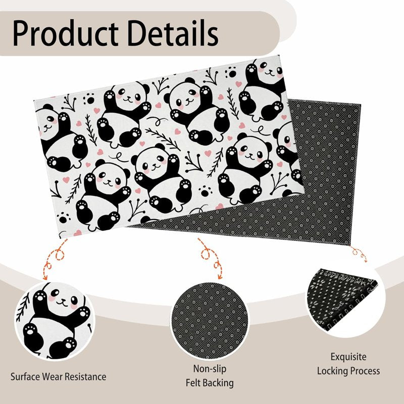 17 x 30 Inch Panda Doormat Entrance Rug - Non Slip Water Absorption Welcome Mat
