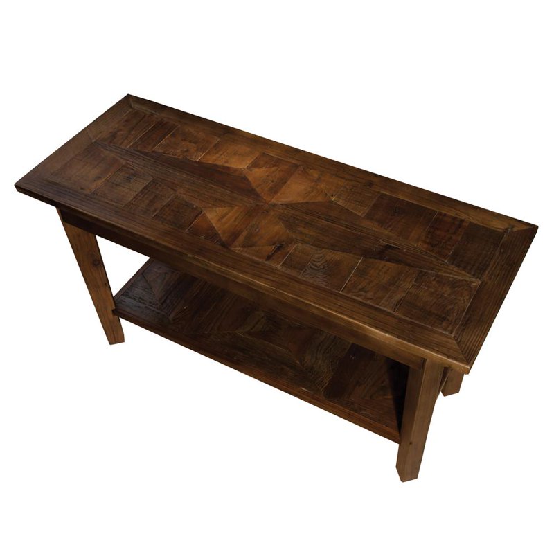 Rustic Solid Wood Bench with Shelf - 36 in, 300lbs Capacity