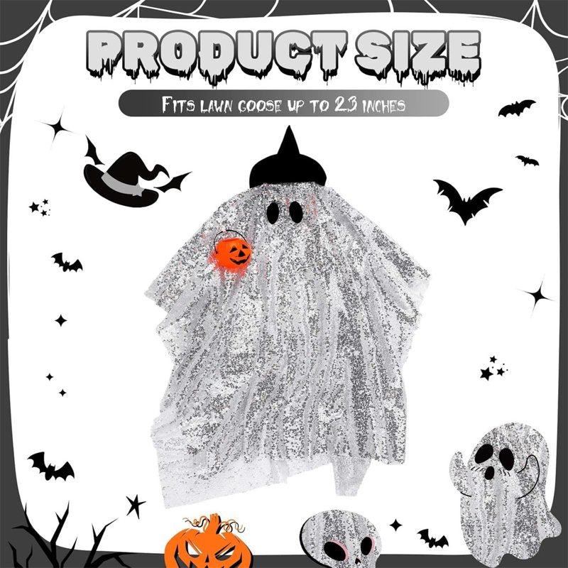 Halloween Disco Goose Outfit with Pumpkin Pouch for 23-Inch Cement & Plastic Lawn Geese - Variation P