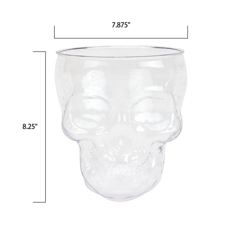 Halloween Skull Bowl - Clear Acrylic 4.5 Quart Serving & Decor