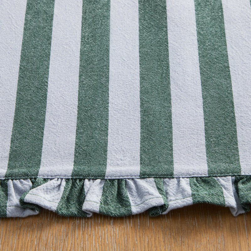 Ruffle Stripe Fabric Placemat - Cornflower Blue & Thyme Green, 20" x 14"