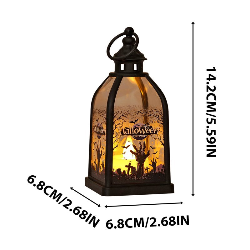 Halloween Candle Lantern with LED Lights Indoor Outdoor Hanging Spooky Decor D