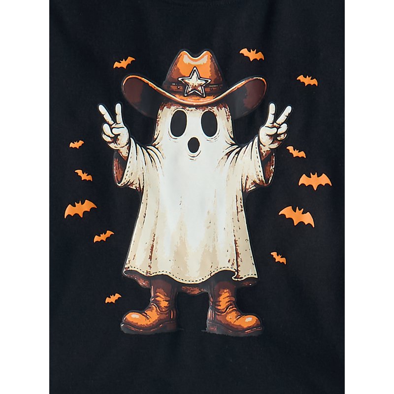 Wonder Nation Boys Sleep Set - Black Soot Howdy Ghost XS 2-Piece Short Sleeve Tee & Wide Leg Pants