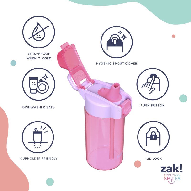 16oz Pink Jubilation Water Bottle - Durable & Leakproof
