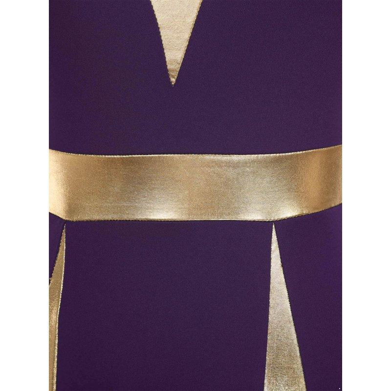 Women's Sleeveless Worship Dance Dress - Metallic Patchwork, Purple, XL