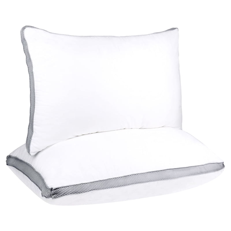King Overstuffed Cotton Pillow Set - 2 Pack, Hypoallergenic, 20x36 Inches