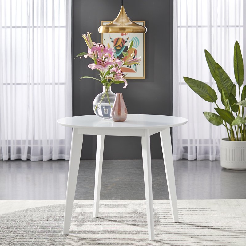 Mid-Century Dining Chairs Set of 2 - White/Gray Upholstery
