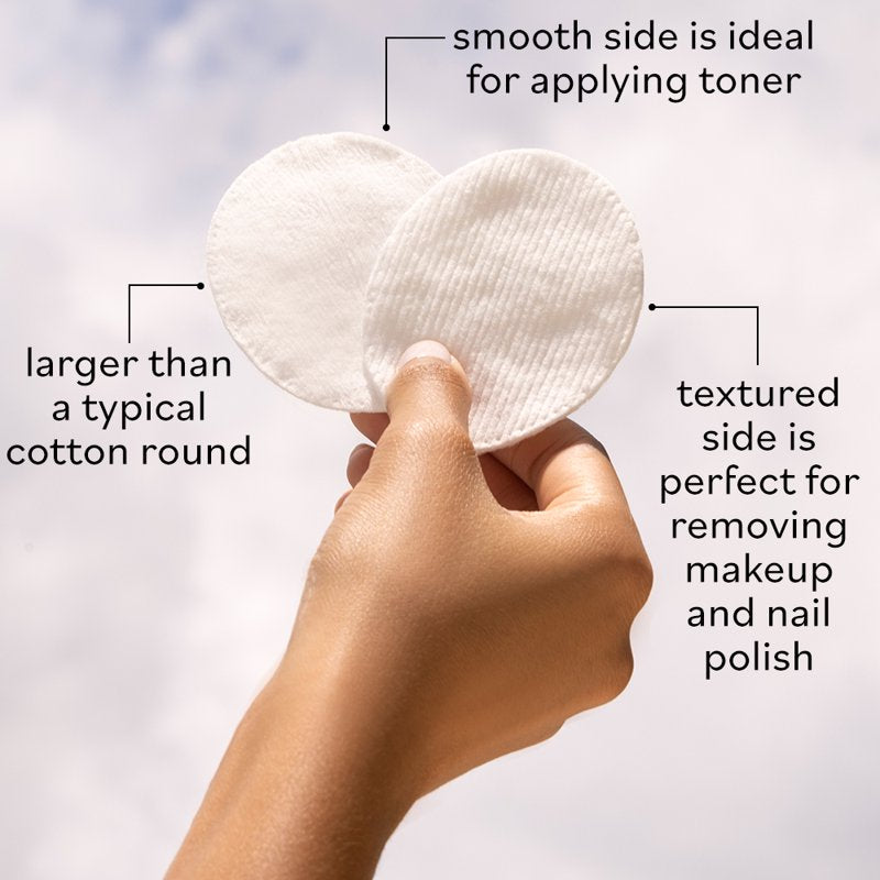 Organic Cotton Ovals - 100% Pure & Hypoallergenic Dual-Textured Pads, 60 Ct