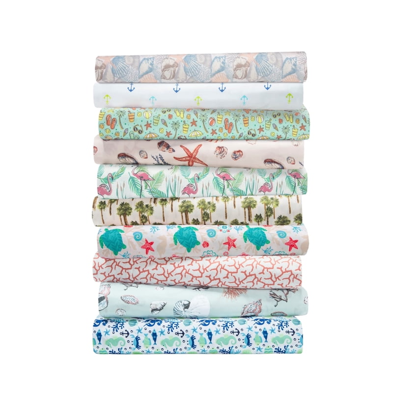 Twin Coastal Print Microfiber Sheet Set - Oceanside Sea
