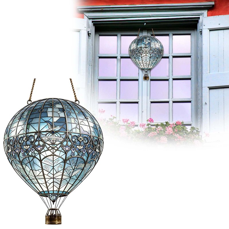 Hot Air Balloon Acrylic Ornament - Window & Garden Hanging Decor - Variation 051