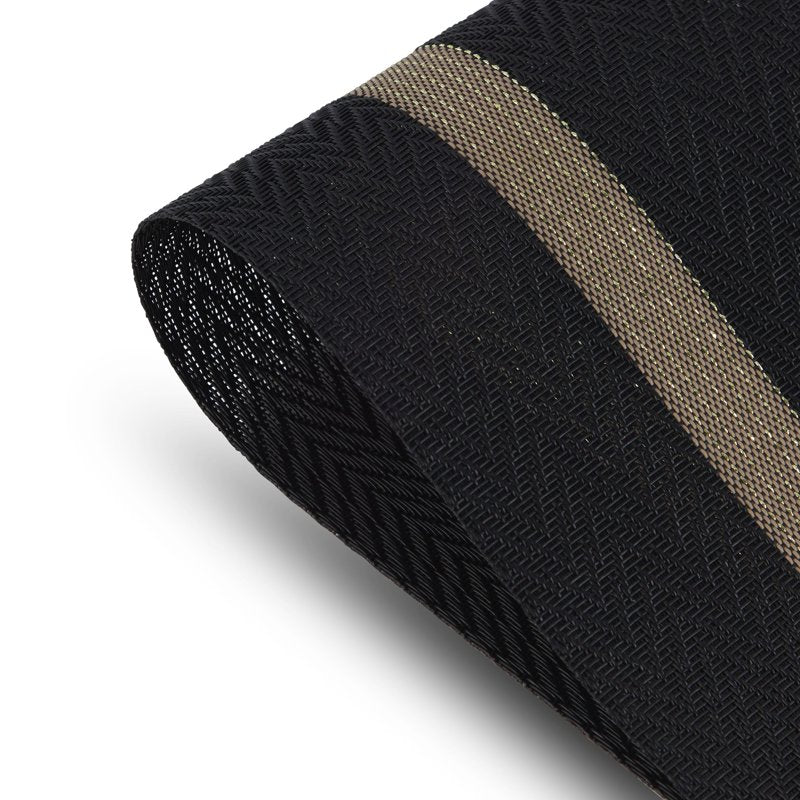 Elegant Set of 6 Non-Slip Placemats - 12x18 in Chevron with Gold Stripe