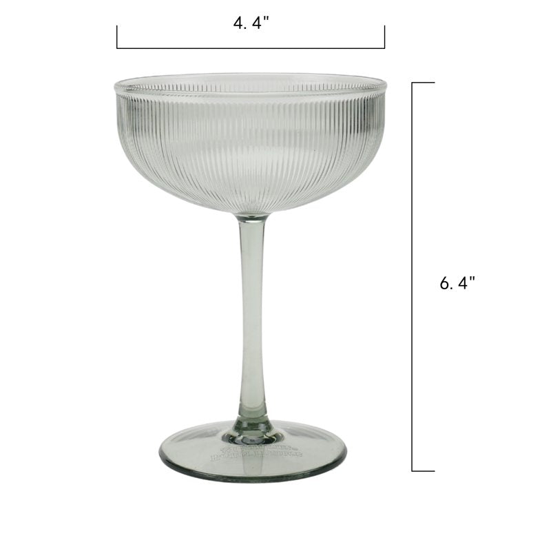 Green Ribbed Tritan Coupe Glass - 11 oz Durable Drinkware